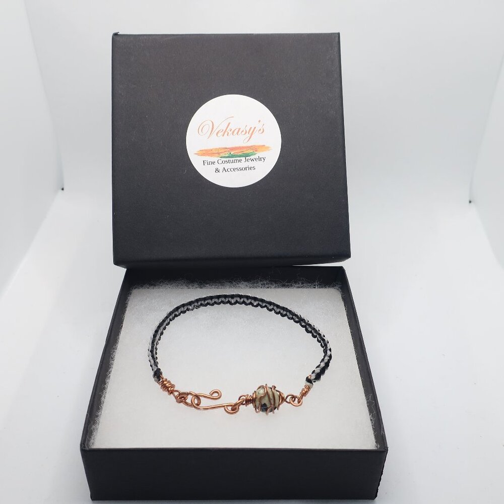 Macramé & Dalmatian Jasper Gemstone 'Friendship Style' Bracelet